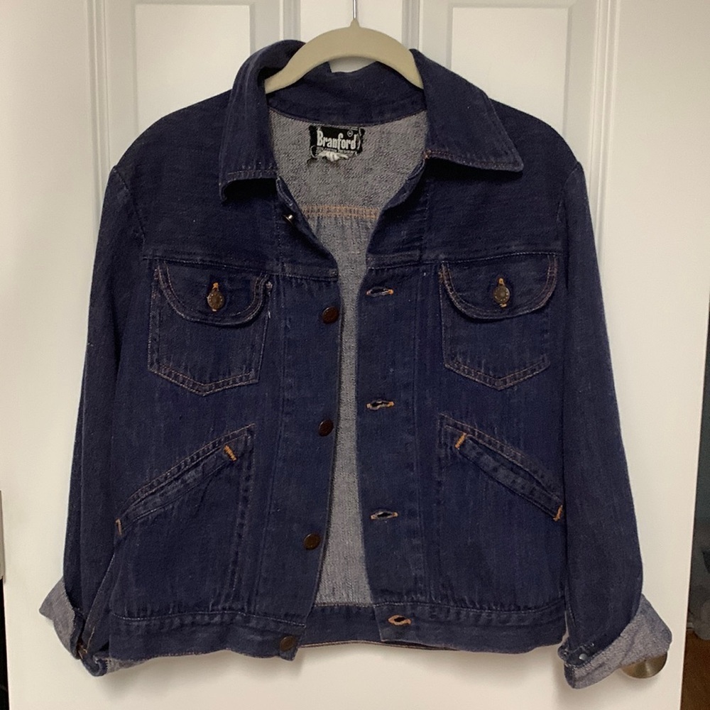 Vintage Branford Dark‎ Wash Stretch Denim Jacket